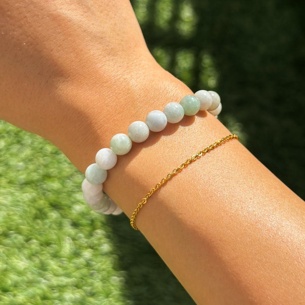 Natural Jadeite Gemstone Beaded Bracelet - Authentic Jade